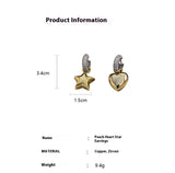 Design Zircon Stars Heart Asymmetric Earrings
