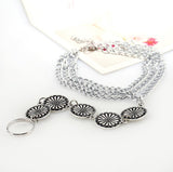 European and American fashion personality retro carved three layer even exaggerated fringed Anklets toe foot ornaments