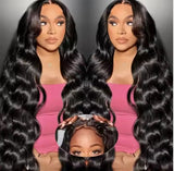 Ready To Go   HD Lace Front Wigs Glueless Put-on Go Body Wave Wig Pre-Plucked Blend Human Hair Transparent Lace Color