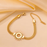 Women's Non-fading Fashion Sun Hollow Wheat Titanium Steel Bracelet