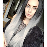 Gradient mid-length straight hair hood