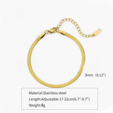 Simple Steel Peptide 18K Gold Plating Chain Like Flat Snake Bracelet