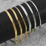 Simple Steel Peptide 18K Gold Plating Chain Like Flat Snake Bracelet