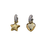 Design Zircon Stars Heart Asymmetric Earrings