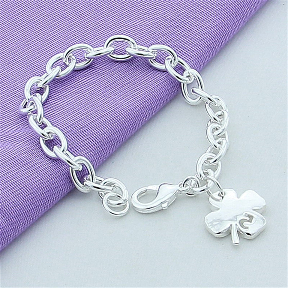 925 Silver Plated Clover Bracelet