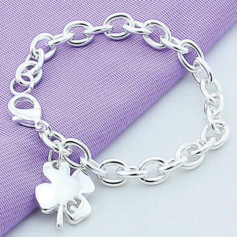 925 Silver Plated Clover Bracelet