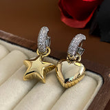 Design Zircon Stars Heart Asymmetric Earrings