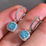 Fashion Simple Square Round Diamond Female Special Interest Earrings