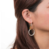 Simple Fashion Brown Leather Stitching Round Ring Earrings