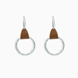 Simple Fashion Brown Leather Stitching Round Ring Earrings