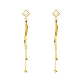 Silver Needle Geometric Square Long Curved Stick Slimming Earrings Temperament Wild Tassel