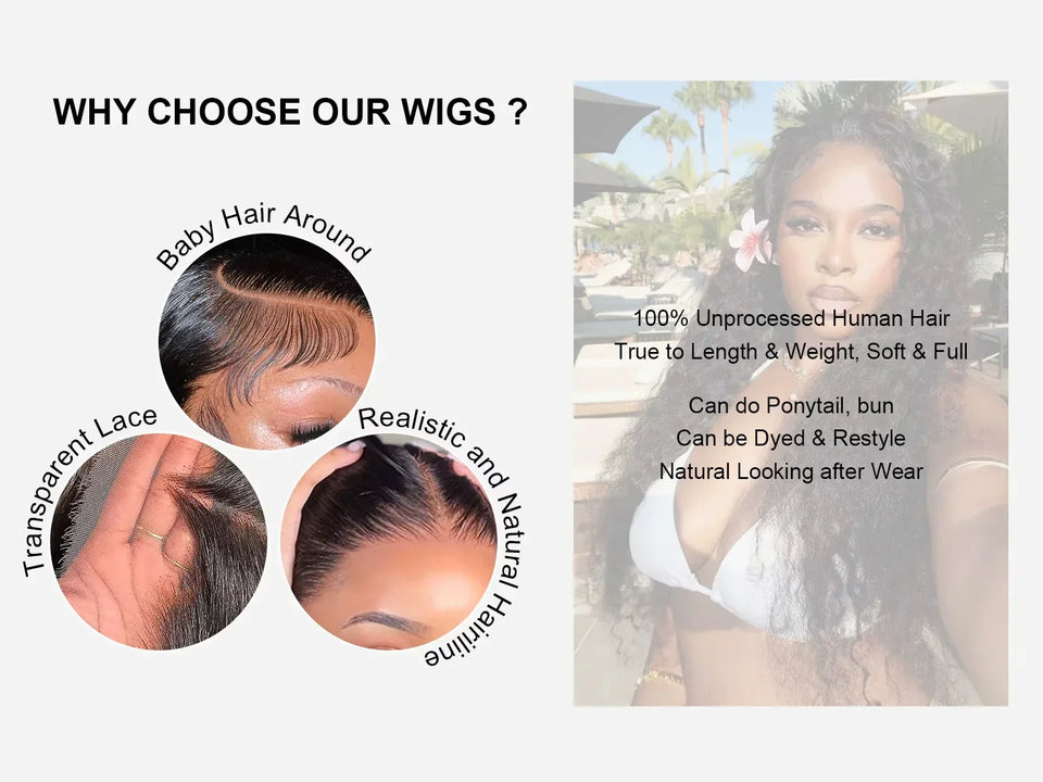 250% Density 13x6 36Inch Deep Wave Frontal Wig Transparent 13x5 HD Lace Frontal Human Hair Wigs Curly Human Hair Wigs For Women