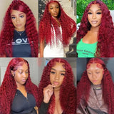 99J Colored 360 Lace Front Human Hair Wigs Deep Wave Burgundy 13x4 13x6 HD Transparent Lace Frontal Wig Wine Red Wig For Women