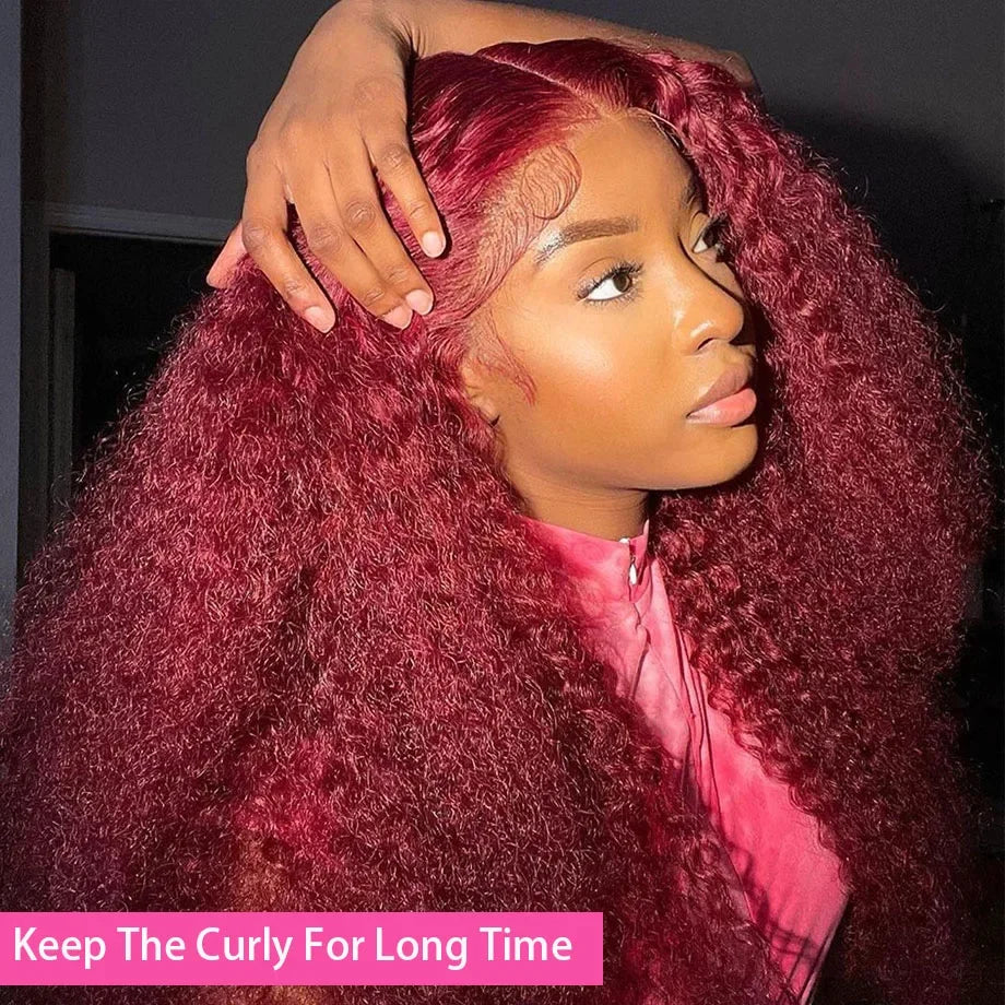 99J Burgundy Deep Wave 13x6 HD Lace Frontal Wig Human Hair Colored Curly Lace Front Human Hair Wigs Water Wave Red Lace Wigs