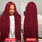 99J Colored 360 Lace Front Human Hair Wigs Deep Wave Burgundy 13x4 13x6 HD Transparent Lace Frontal Wig Wine Red Wig For Women