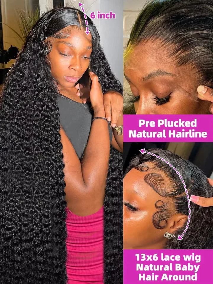 250% High Density 40 38 Inch Deep Wave 13x6 HD Lace Front Human Hair Wig Loose Water Wave Curly 13x4 Lace Frontal Wig Human Hair