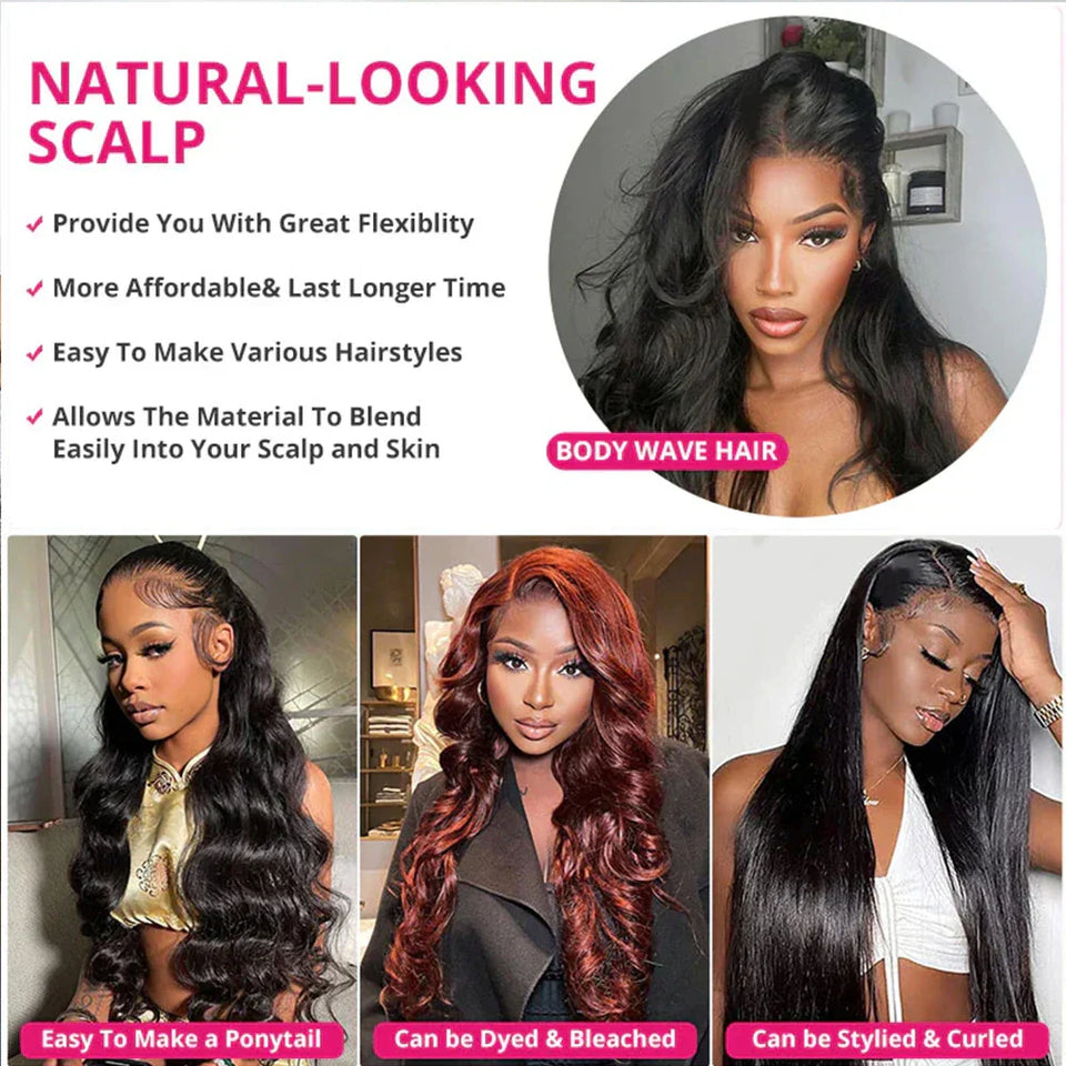 300% Density Body Wave Human Hair Wigs For Women 13x4 Hd Transparent Lace Frontal Pre-Plucked 4x4 Closure Indian Remy Hair Wig