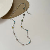 Rainbow Gem Necklace Simple Clavicle Chain