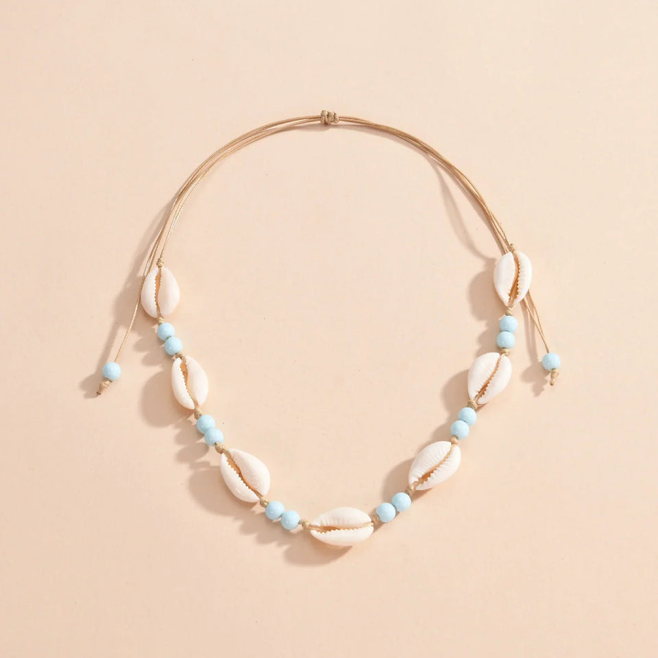 Personalized Shell Bead Hand-knit Necklace