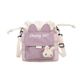 Cartoon Bucket Bag Literary Student Canvas Bag Shoulder Messenger Bag