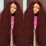 Fashion Front Lace Wine Red Long Curly Wig