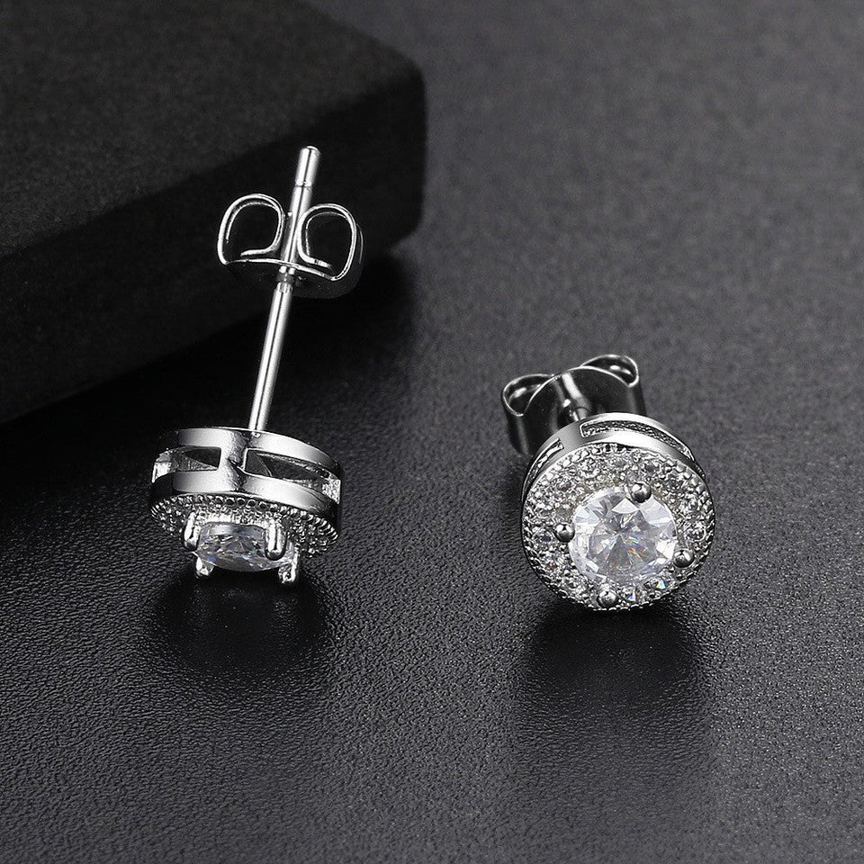 Geometric Female Full-jeweled Stud Earrings