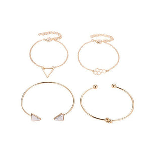 Knotted Triangle Honeycomb Four-piece Bracelet