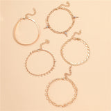 5 Pcs Women Fashion Gold Color Heart Crystal Key Anklets For Women Trendy Snake Chain Anklets For Women Foot Jewelry Gifts