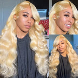Blonde 613 13x6 Lace Frontal Wigs Pre plucked Body Wave Human Hair Wigs HD 613 Lace Front Human Hair Wigs For Women Can Be Dyed