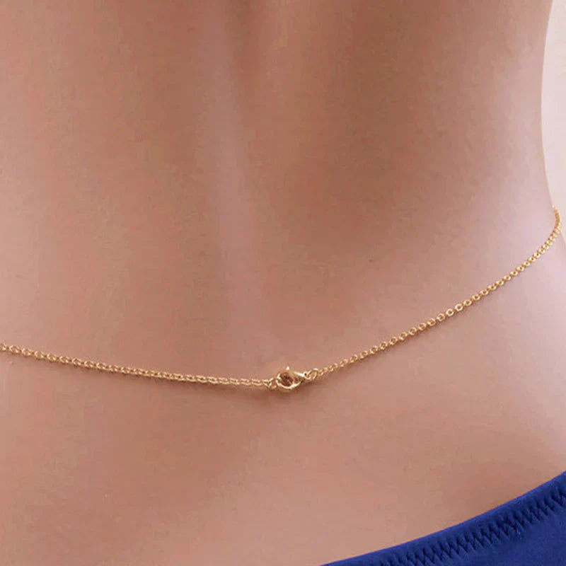 Alloy Ladies Inlaid Pentagram Pendant Simple One Piece Body Chain Necklace