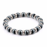 Haematite Beaded Bracelet Single Circle Couple Micro Inlay Rhinestones