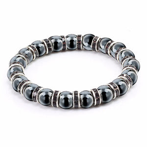 Haematite Beaded Bracelet Single Circle Couple Micro Inlay Rhinestones