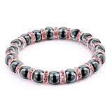Haematite Beaded Bracelet Single Circle Couple Micro Inlay Rhinestones