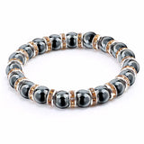 Haematite Beaded Bracelet Single Circle Couple Micro Inlay Rhinestones