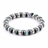 Haematite Beaded Bracelet Single Circle Couple Micro Inlay Rhinestones