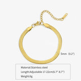 Simple Steel Peptide 18K Gold Plating Chain Like Flat Snake Bracelet
