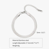 Simple Steel Peptide 18K Gold Plating Chain Like Flat Snake Bracelet