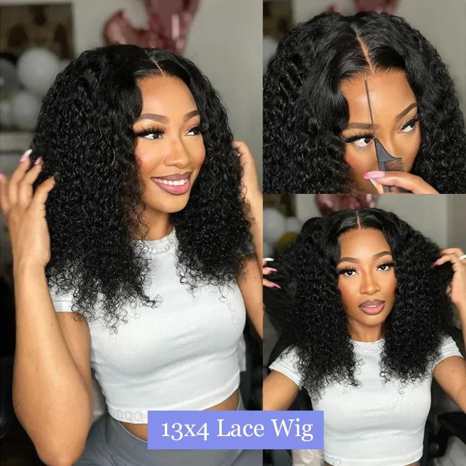 Human Hair Curly Short Bob Wigs
