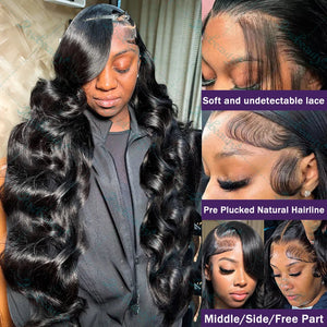 30 32 Inch Body Wave Transparent 13x6 Lace Frontal Human Hair Wigs Natural Color High Density 13x4 Lace Frontal Wig For Women