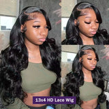 30 32 Inch Body Wave Transparent 13x6 Lace Frontal Human Hair Wigs Natural Color High Density 13x4 Lace Frontal Wig For Women