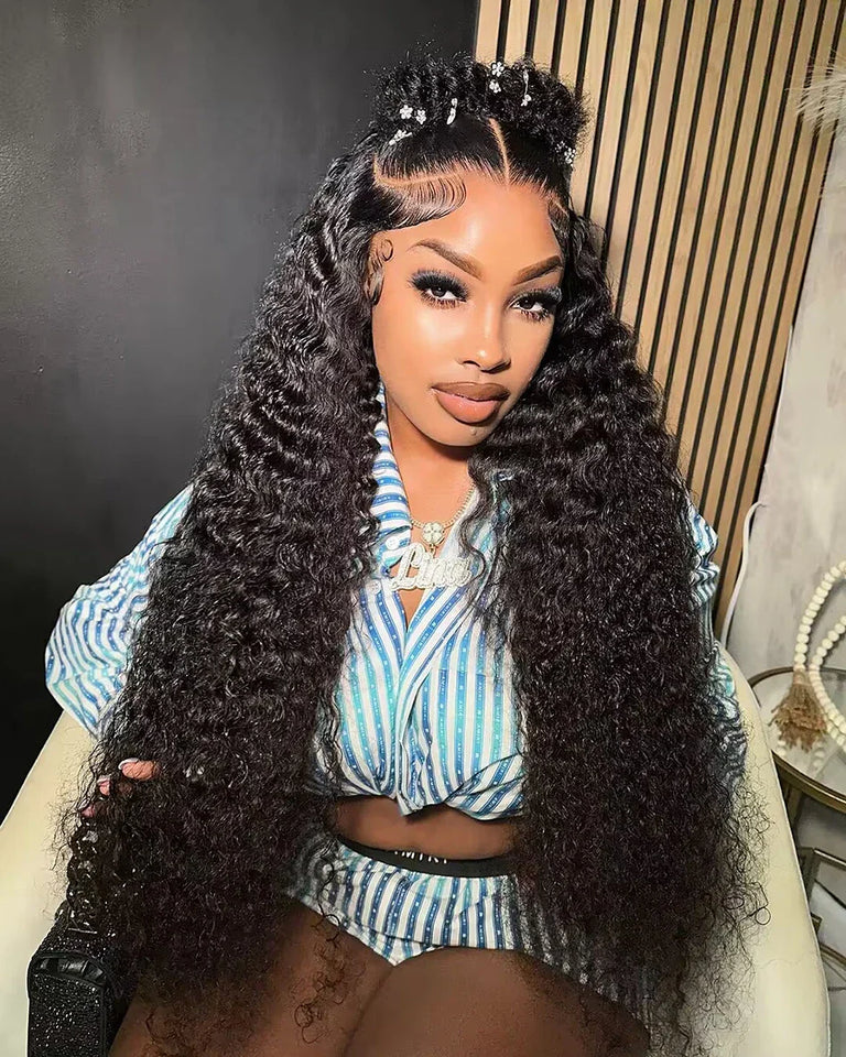 Pre Plucked Curly Human Hair Wigs Transparent Lace Front Wigs 13x6 HD Water Wave Curly Lace Frontal  Human Hair Wigs For Women