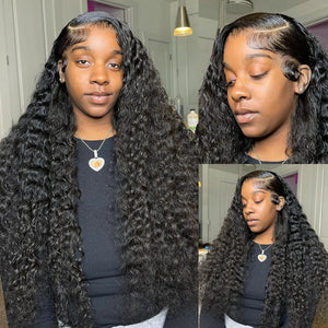 HD Deep Wave 13x4 Lace Frontal Human Hair Wig On Sale 28 30 32 Inch Brazilian Remy 200% Density Curly 4x4 Closure Wigs for Women
