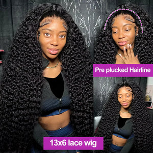 7X5 13X4 Water Wave Glueless Wig Ready to Wear PrePlucked 13X6 Deep Wave HD Lace Frontal Wig Curly Human Hair Wigs For Women