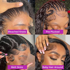 High Density 300% 40 46 Inch Deep Wave 13x6 HD Lace Front Human Hair Wig Water Wave Curly 13x4 360 Lace Frontal Wigs Human Hair