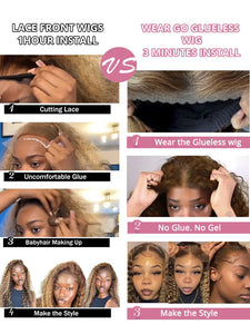 40 Inch Highlight Ombre Deep Wave Glueless Wig Human Hair Ready To Wear Brazilian Colored 13x4 Curly Lace Frontal Wigs For Women