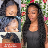 Super Sale Water Wave 13x4 Lace Front Real Human Hair Wigs For Black Women 30 Inch HD Wet And Wavy Loose Deep Wave Frontal Wig