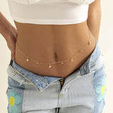 Women's Fashion Round Beads Chain Double-layer Waist Chain