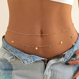 Women's Fashion Round Beads Chain Double-layer Waist Chain
