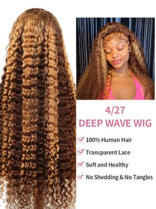 40 Inch Highlight Ombre Deep Wave Glueless Wig Human Hair Ready To Wear Brazilian Colored 13x4 Curly Lace Frontal Wigs For Women