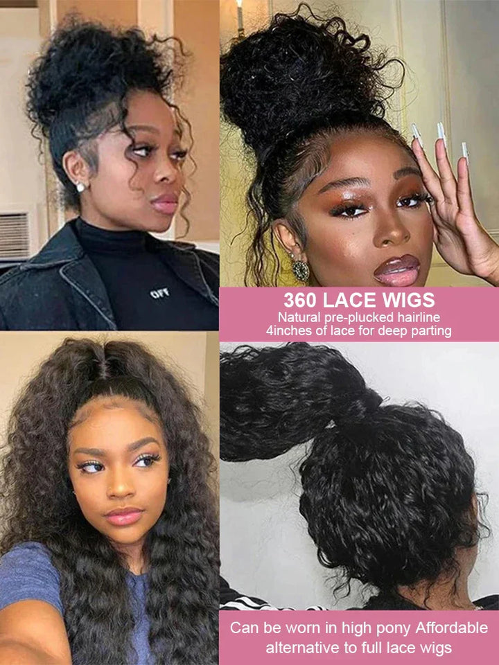 Deep Wave Curly Wigs 13x6 HD Lace Wig Human Hair 250 Density 13x4 HD Transparent Lace Frontal Glueless Wigs For Women 40 46 Inch